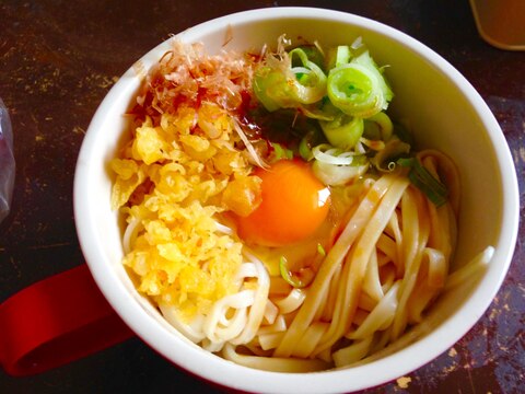 節約ランチ★簡単だし醤油かけ釜玉うどん★